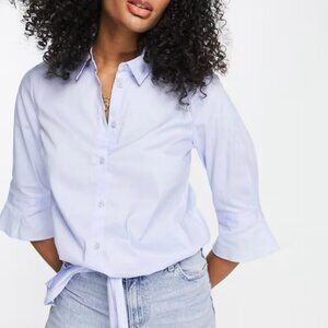 Gestuz Ibby Crop Shirt in Light Blue Front Tie Size 38/M 6